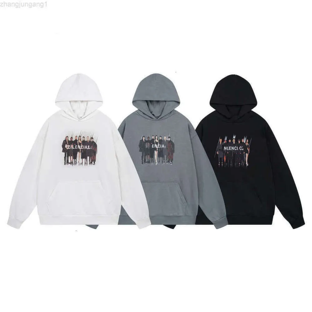 Designer Baleciaga Hoodie Paris 2023 New B Family Like Band Direct Spray Printed Hooded Sweatshirt Men's and Women's Leisure Sports Trend 24SS