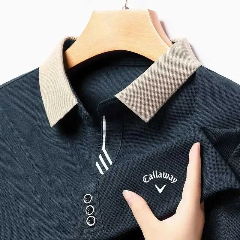 Men's Long Sleeve Golf Polo Shirt Spring/Autumn Casual Top, Solid Color,  Simple Design, Comfortable Golf Wear