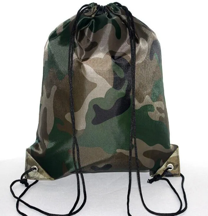 large Camouflage Drawstring Bags 210D Waterproof packaging Drawstring Backpack Camo Gym Bag School Sport Outdoor Shoe Bag9653055