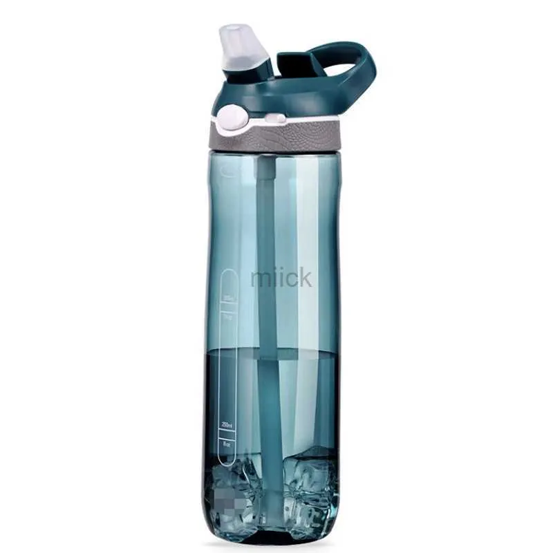 Бутылка для воды 750 мл Портативная спортивная бутылка для воды с соломой Для кемпинга Пеший туризм Открытый пластик Прозрачная бутылка без BPA для мужчин Посуда для напитков 240122