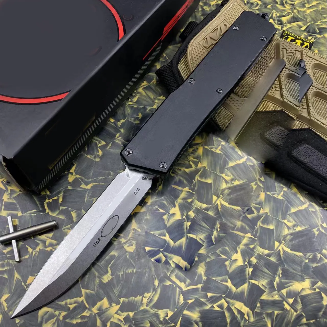 Navy Beetle 2 OTFS Knife Black Brushed Aviation Aluminium Alloy Handle D2 Steel Blade Straight Knife Självförsvar EDC Knivtaktiskt verktyg