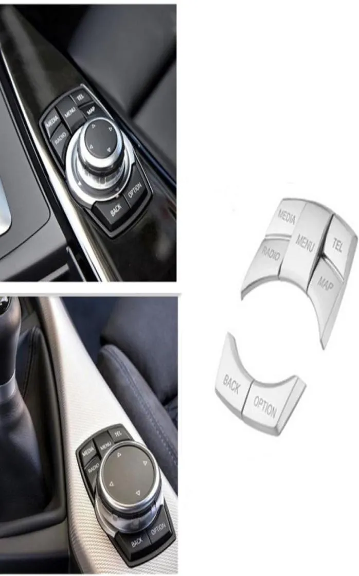 Accessoires d'autocollant de garniture de couverture de décoration de boutons multimédia en plastique ABS intérieur de voiture adaptés pour BMW 1 2 3 4 5 7 série X1 X3 4 5 Aut4818785