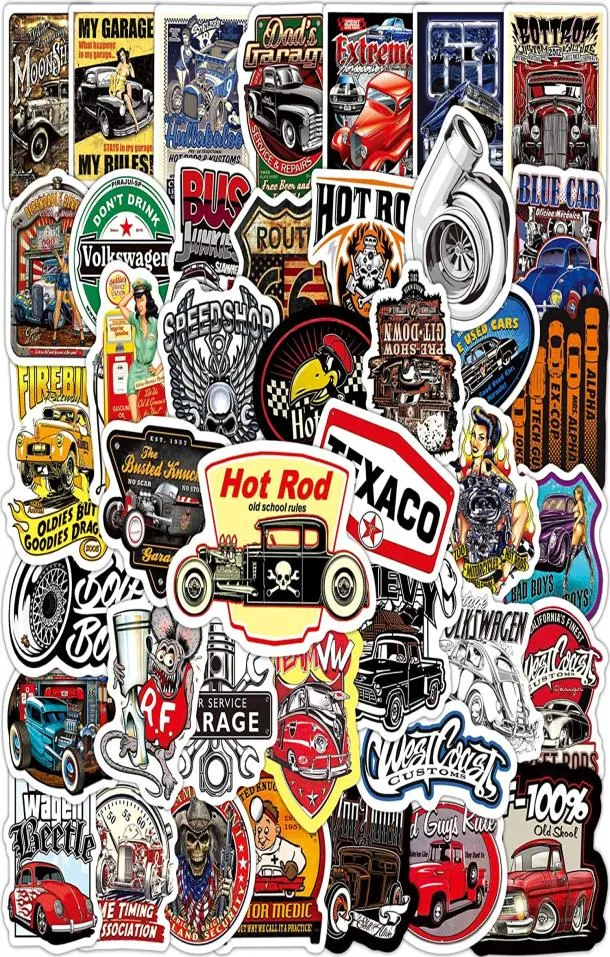 50pcs Rod Sticker old car graffiti Stickers for DIY Luggage Laptop Skateboard Motorcycle Bicycle Stickers2412469