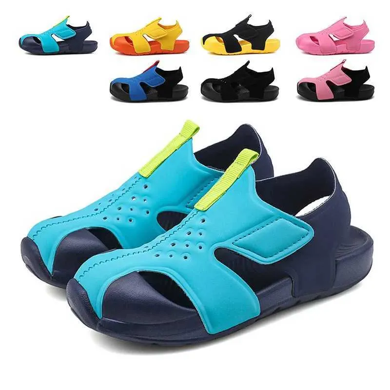 Plaj ayakkabıları yaz erkek sandalet çocuk ayakkabıları plaj örgü sandalet şık spor ayakkabıları şeker renkli kızlar oyulmuş spor ayakkabıları 240122