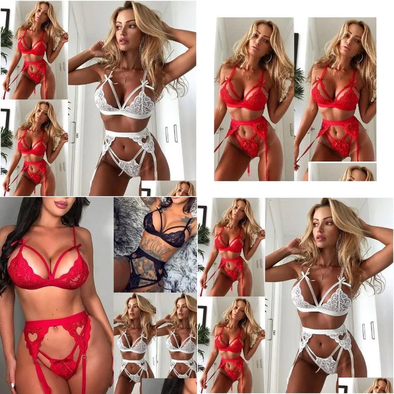 women sexy underwear set womens brief panties exotic sets 3pcs lady underwears sleepwear nightwear lace g-string clothes clothing