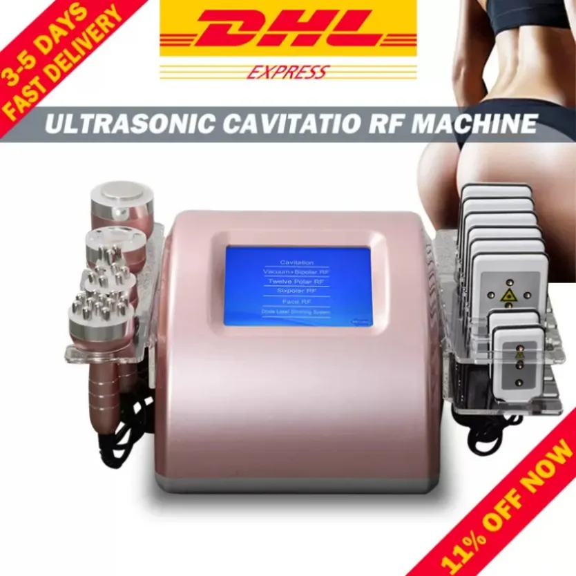 Ultrasonic Cavitation Rf Vacuum Butt Lifting Body Slimming Machine Pink 6 In 1 40K Portable Diode Lipo Laser Fat Burning Sculpting Radio Frequency Systems332