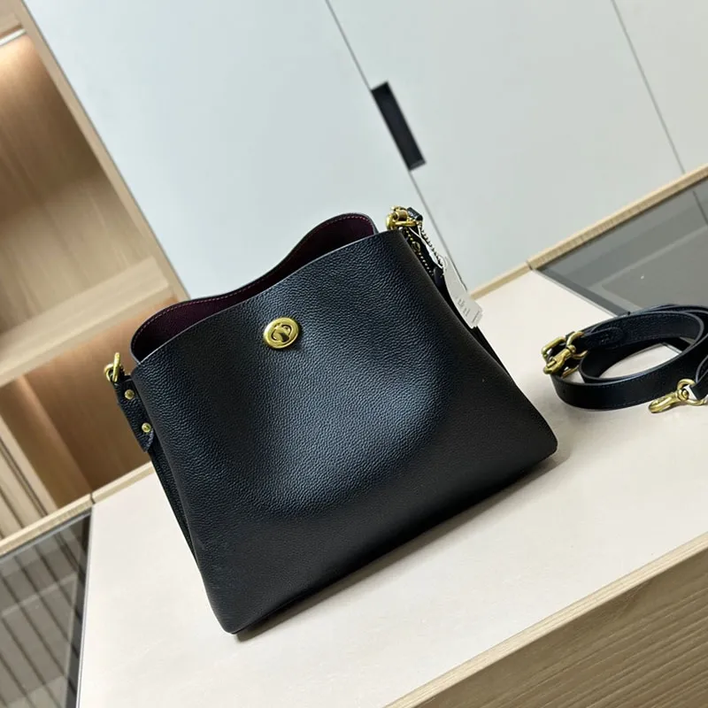 10a Borsa di design trend 2024 pelle di vacchetta strato superiore tendenza moda portafoglio minimalista borsa a secchiello ascellare a tracolla singola per donna