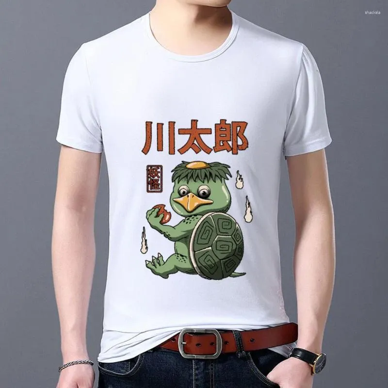 Men's T Shirts Summer T-shirt Large Size For S-5XL White Print Male Tee Shirt Cute Funny Monster Pattern Short Sleeve Tops Man Clothing