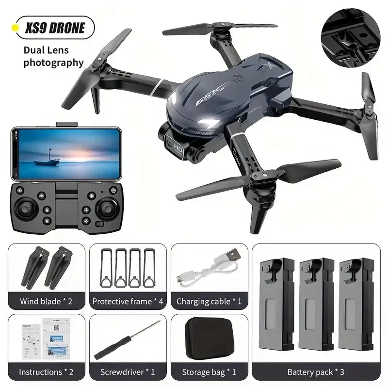 XS9 UAV App Control Switchable HD Dual Camera Foldble Quadcopter Altitude Hold UAV Drone