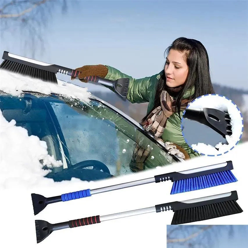 IJskrabber Auto Sneeuwborstel Voorruit Met 2 In 1 Uitschuifbare Cleaner Tool Bezem Wassen 313C Drop Delivery Auto's Motoren Dh2F1