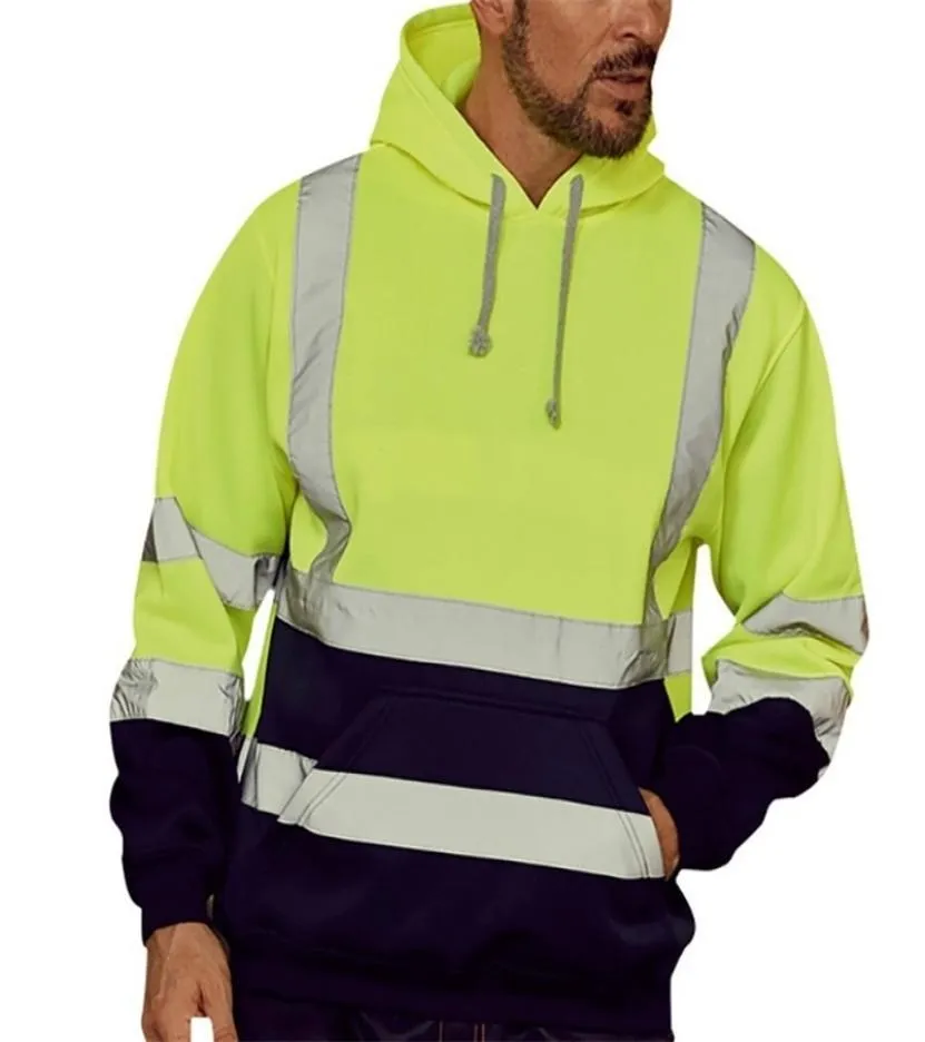 Hoodies manliga reflekterande sportkläder Men039s Jacket Road Work High Synlighet Pullover Lång ärm Topps TOPS KLÄDER STREETEVAR 27710910