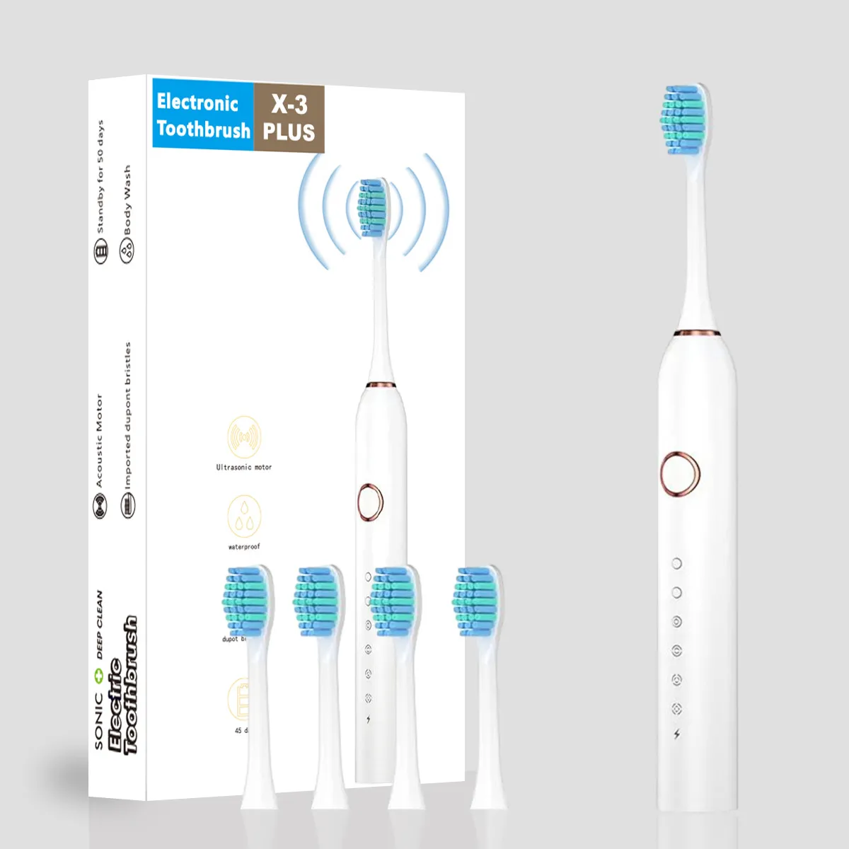 ZK20 USB uppladdningsbar kraftfull ultraljudselektrisk tandborste, tvättbar elektronisk blekning tandborste 001