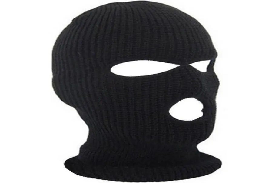 Полнолицевая маска, три балаклавы с 3 отверстиями, вязаная шапка, зимняя эластичная снежная маска, шапка-бини, кепка, новые черные теплые маски для лица4457399