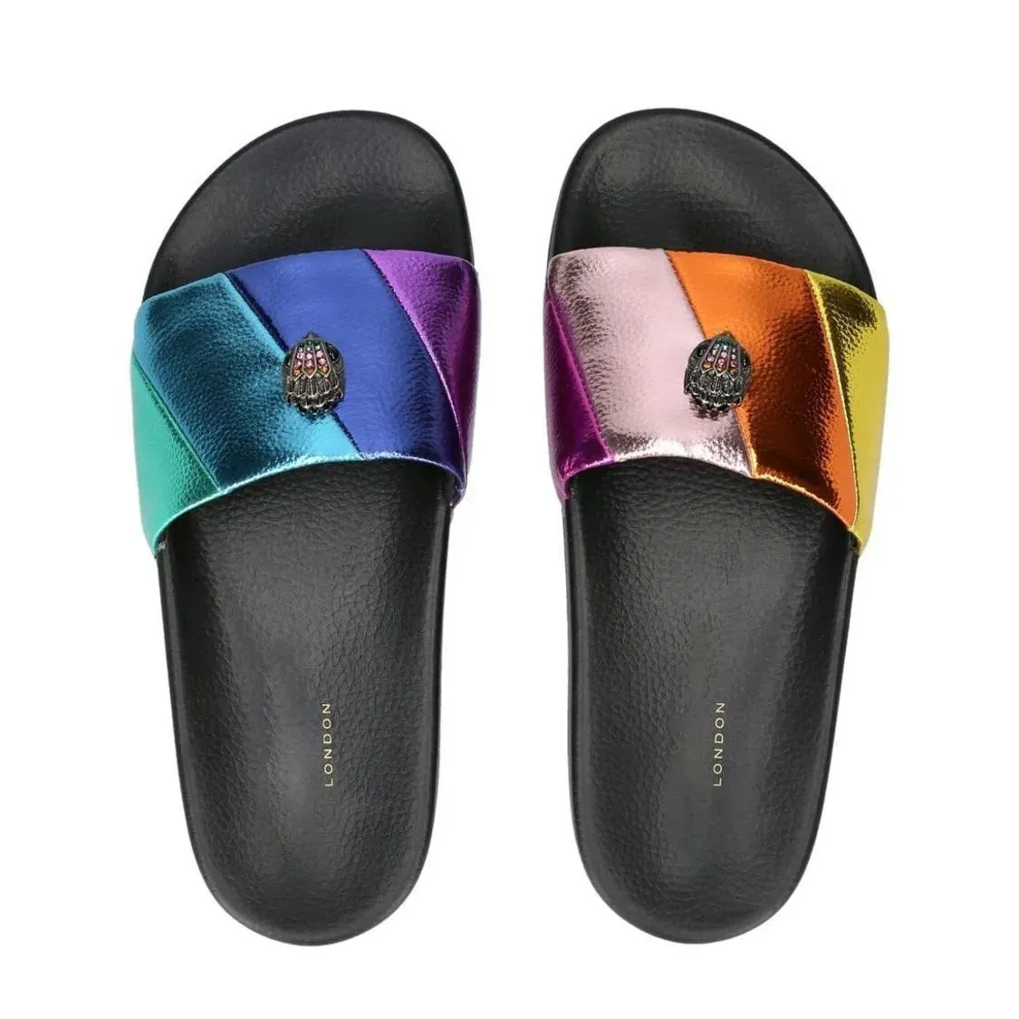 Kurt Geige Slipper Sandale chaussure plate Designer de luxe de luxe Slide Chaussures décontractées Femmes Sliders Eagle Head Rainbow Top Quality Mule Summer Beach Flip Flop Platform Box