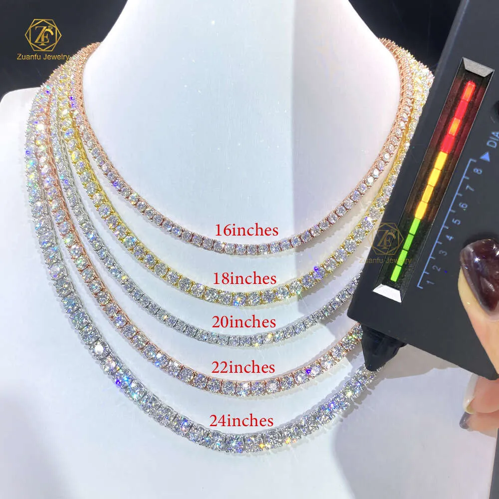 Luxur 2mm 3mm 4mm Diamond Tennis Chain Iced Out vs HPHT/CVD Real Diamond Tennis Necklace Custom 10k Gold Armband smycken