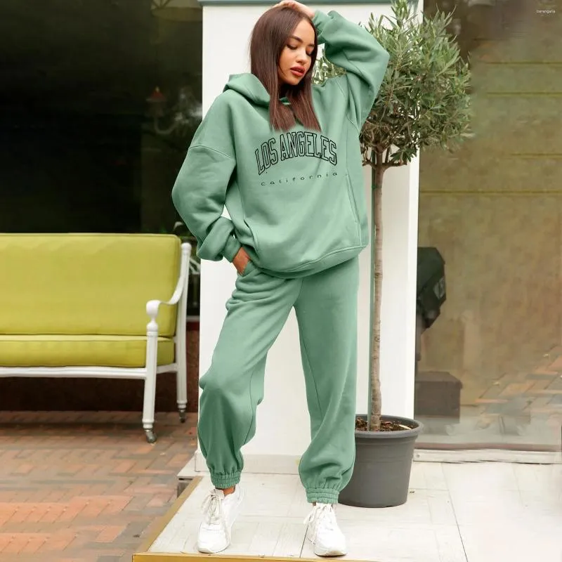 Kvinnor Pants Fashion Set Casual Hoodie Sweatshirt och Long Set Elegant Suits For Women Autumn Winter Sport Clothes