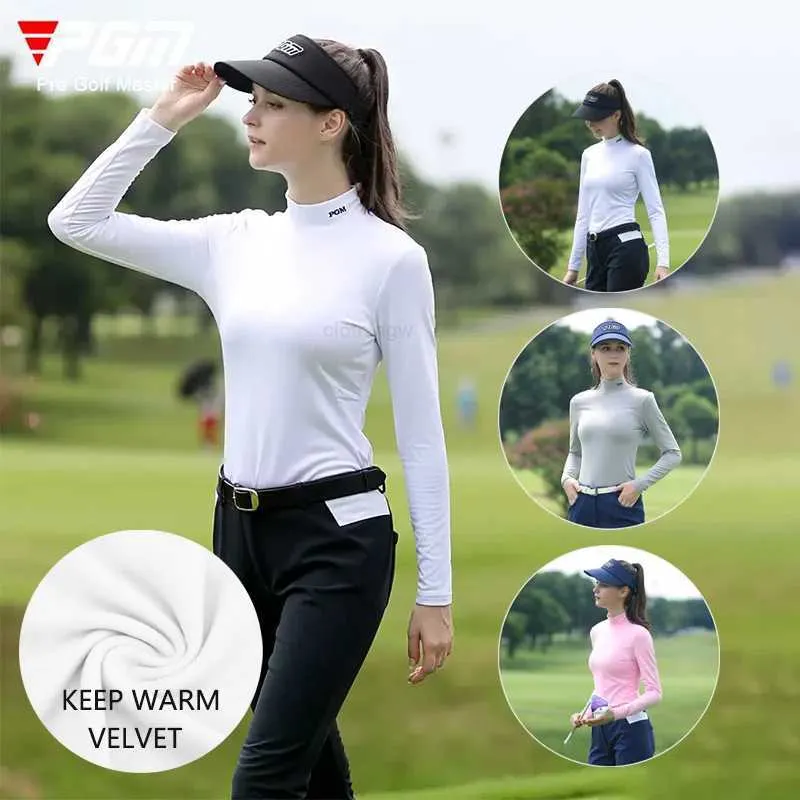 PGM – sous-vêtements de Golf en polaire pour femmes, T-shirt chaud à manches longues, col montant, hauts élastiques coupe-vent, automne et hiver