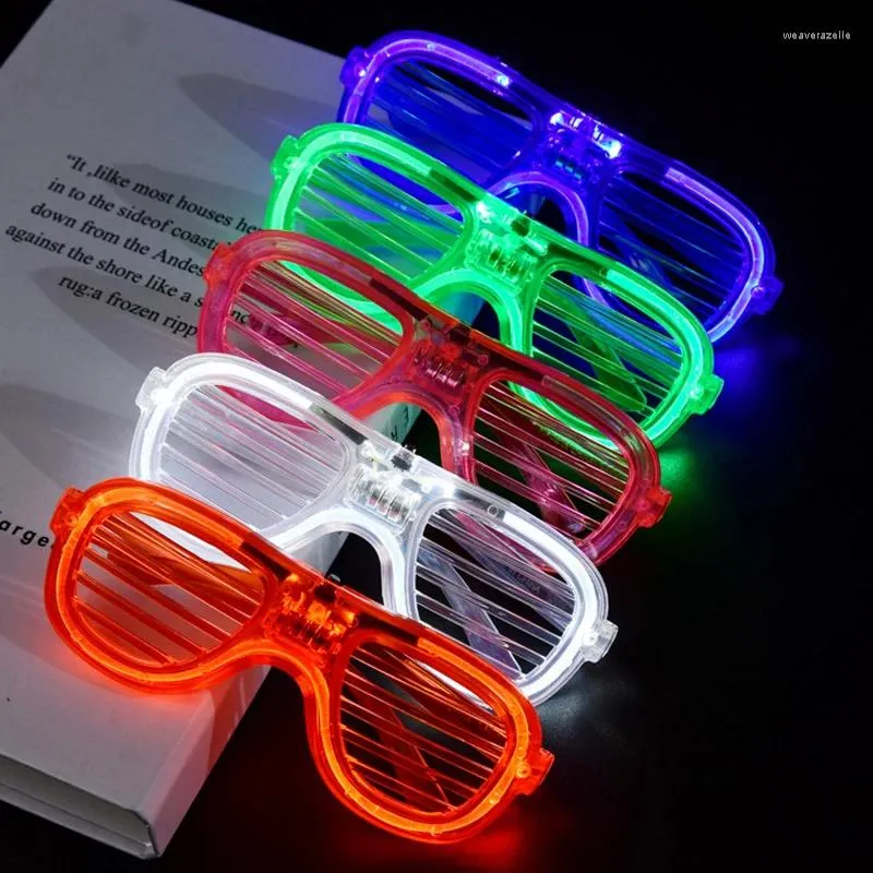 Solglasögon persienner Shutter Light Eye Glasse Flashing Bar Club Glow Neon Party Supplies Wedding Christmas Concert LED Carnival