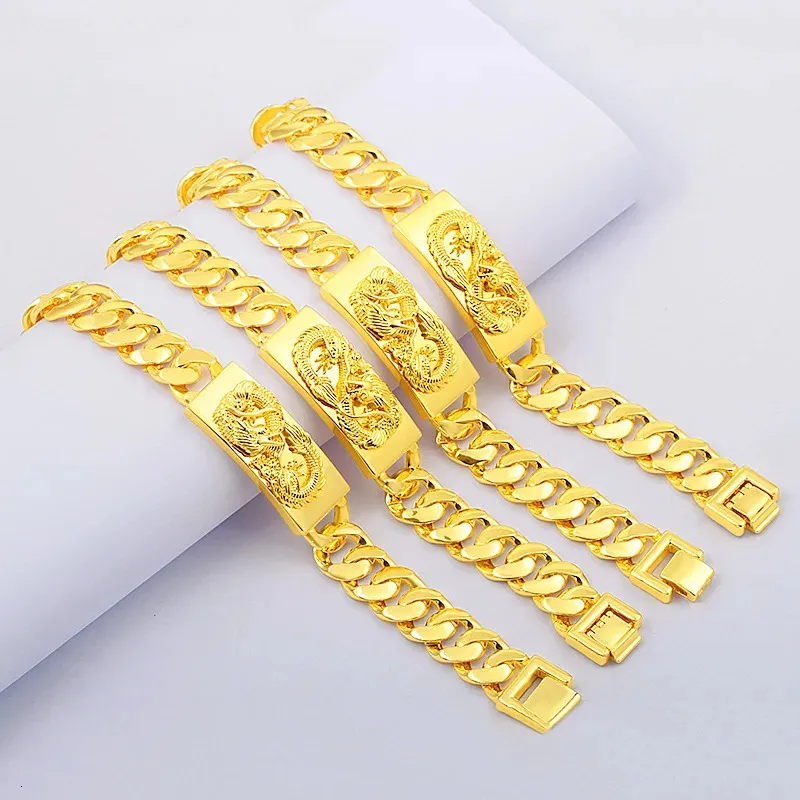 Bracelets remplis d'or 18 carats ne se décolore pas, pour hommes et femmes, Bijoux De mariage en pierres précieuses, 240118