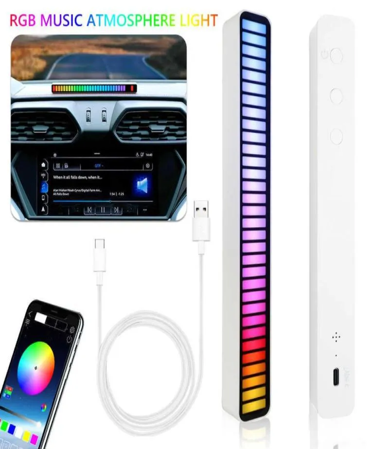 Bil LED -stånglampor Rhythm Light Multicolor Music Sound Control Atmosphere LED Strip Home RGB Colorful Tube Ambient Light Decor1989574