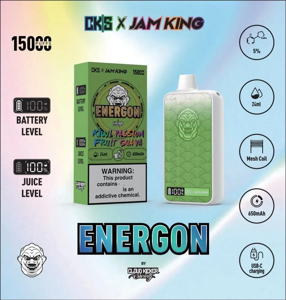 Jam King CKS 15000 Bladerdeeg vape sigaretta elettronica groothandel vapers desechables Magazijn in het Duits 24 ml Voorgevuld 2% 3% 5% 650 mah USB-C Opladen E Vloeistof Schermweergave