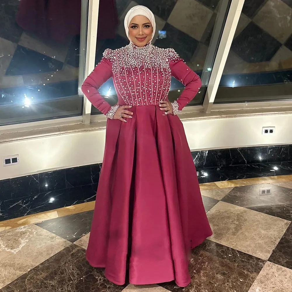 hijab prom dresses Modest Hijab Prom Dresses Popular Women Islamic Clothing Satin Muslim Party  Dress Modest Abaya Women Muslim