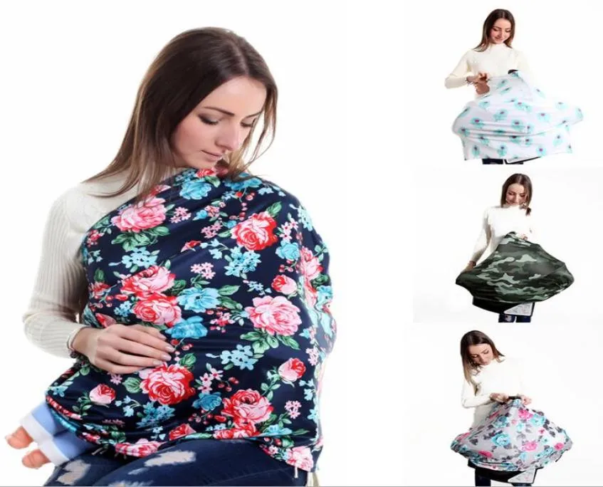 MultiUse Stretchy Baby Nursing Breastfeeding Privacy Cover with Button Scarves Blanket Stripe Infinity Scarf Nursing Baby Car Sea9392286