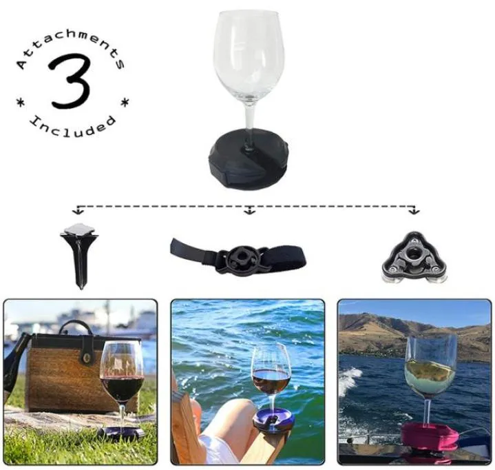 Suporte de vidro de vinho portátil ao ar livre com cinto fixo titular de vidro de vinho doméstico com otário acessórios barware para travel4811648