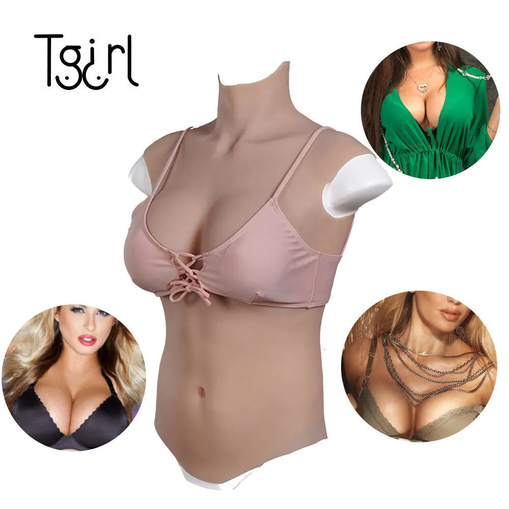 Accessoires de costumes Faux poitrine CDE Cup Femme Cosplay sans huile pour Sissy Transgenre Shemale Drag Queen Réaliste Silicone Sein 8ème génération