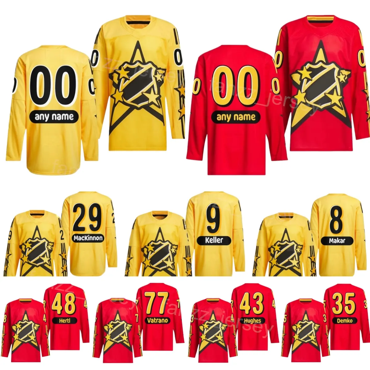 Maillot de hockey All-Star 2024 Stitch personnalisé 22 Oliver Bjorkstrand 35 Thatcher Demko 43 Quinn Hughes 9 JT Miller 40 Elias Pettersson 9 Jack Eichel 37 Connor Hellebuyck