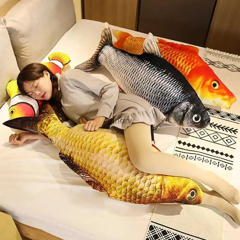 Plush Dolls 3D Simulation Gold Fish Plush Toys Stuffed Soft Animal Carp Plush Pillow Creative Sofa Pillow Cushion Gift Kids Toy