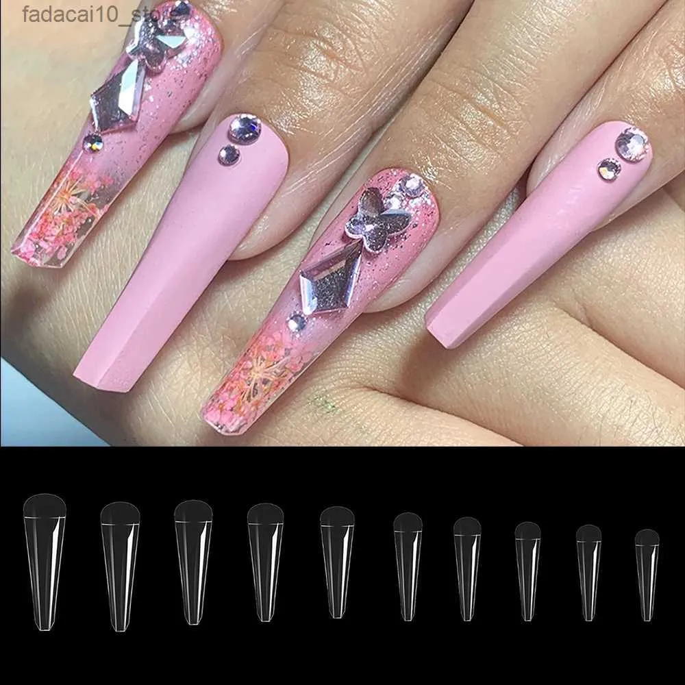False Nails 500st Clear Super Cute Hollow False Nail Tips Spets French Crazy Design Press On Fake Acrylic Nail Tips Extension System 10 Storlek Q240122
