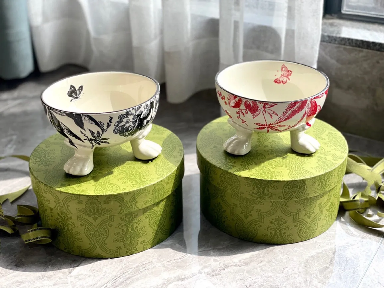 Save Big on Bulk Ceramic Pet Bowls Designer Ceramic Pet Bowl Vintage Floral  Butterfly Pattern Cat Bowl Dog Bowl Pet Feed Bowl Anti Knock Pet Tableware 