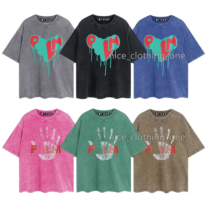 Herren Designer Pa T-Shirt Vintage Retro Washed Shirts Luxusmarke T-Shirts Damen Kurzarm T-Shirt Sommer Kausal T-Shirts Streetwear Tops Kleidung Verschiedene Farben-4