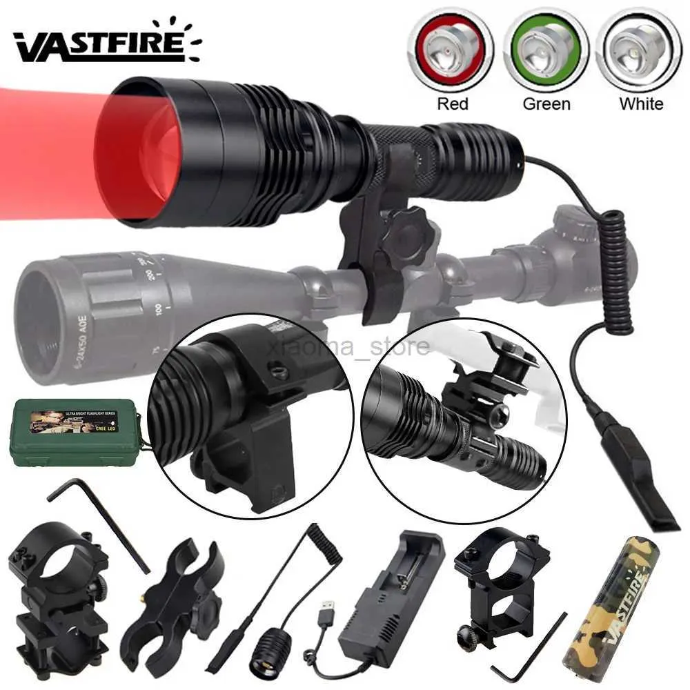 Taschenlampen C11 LED Taktische Jagd Taschenlampe Taschenlampe XPE 18650 Wasserdichte Außenbeleuchtung mit 3 * Gun Mount + Schalter USB wiederaufladbare Lampe 240122