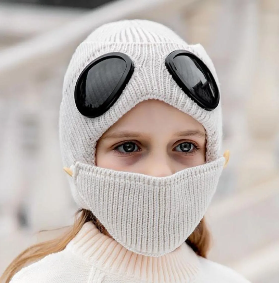 Chapeau d'hiver pour garçons et filles, lunettes coupe-vent d'extérieur avec masque, chapeaux d'hiver, casquette de Protection des oreilles, chapeaux chauds pour enfants, 5596070