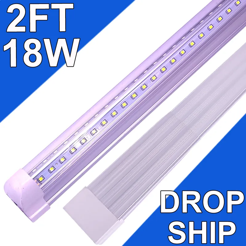 LED T8 geïntegreerd armatuur 2FT 18W koppelbare LED-winkellamp, LED-plafondlamp en onderkastverlichting, voor koeler, garage, magazijn, doorzichtige afdekking 25-pack usastock