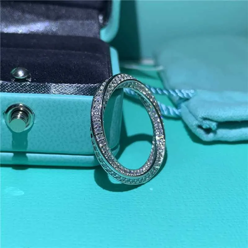 Infinity Ring S Sterling Sier Micro Pave MOISSANITO Compromiso Anillos de boda de bodas para mujeres Joyas de fiesta
