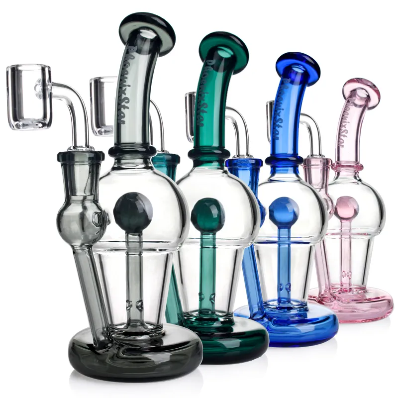 Glazen bubbler booreilanden bong met een speciale perc Percolator glazen mini bong Roken waterpijpen tabak waterpijp dab rig Bongs 7,5 inch