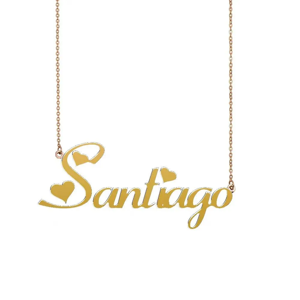 Colliers Santiago nom collier personnalisé personnalisé tour de cou pendentif pour femmes filles meilleurs amis anniversaire mariage noël mère cadeau