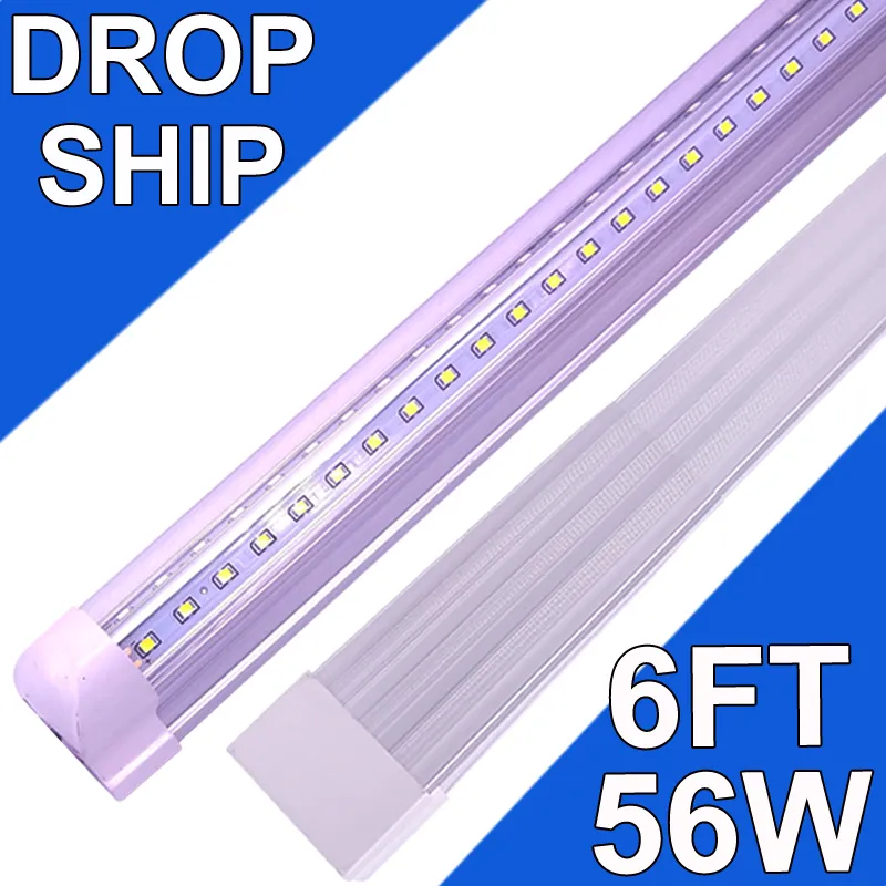 6ft LED mağaza ışık fikstürü - 56W T8 Entegre LED Tüp Işığı - 6500K 5600LM V -şekilli Bağlantılabilir - Yüksek Çıkış - Açık Kapak - Fiş ve Oynat - 270 Derece Garaj, Alışveriş USASTOCK