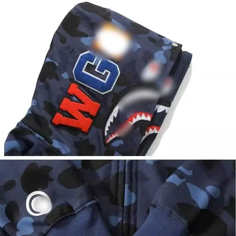 Mens Hoodies Set Bapes Hoodie Set Women Full Zip Up Shark Luminous Apely Hoodie Double Classic Camouflage Hooded Jackets Couple Long Sleeve Cotton Coat Suit KF3B