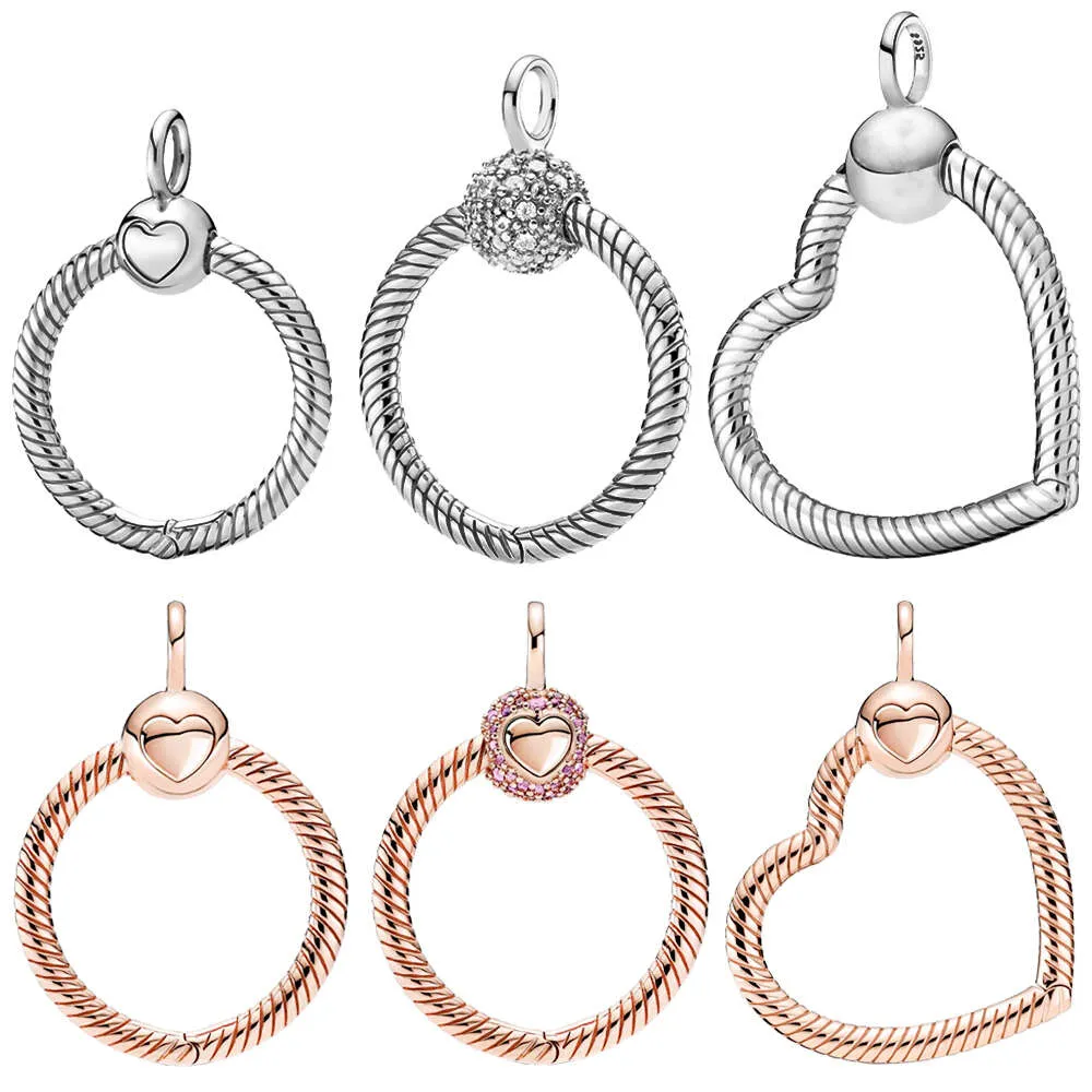 100% vero argento sterling rosa oro rosa piccolo Sier Pave O pendente adatto originale collana con ciondolo Pan regalo di gioielli