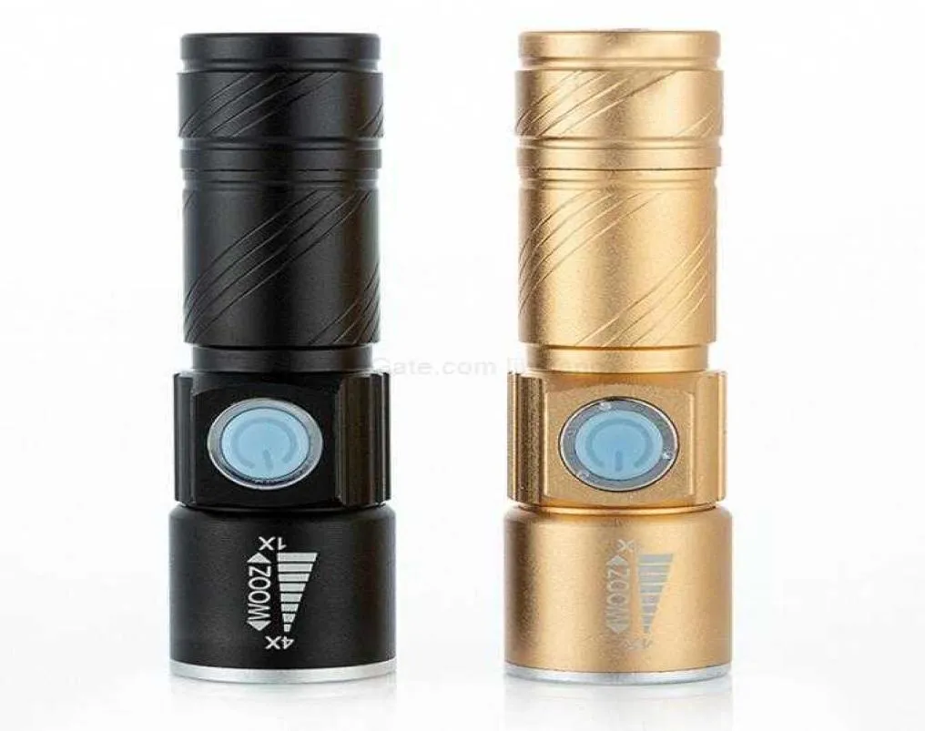 超明るい充電式LED TORCH USB LED Flashlight Mini Torches Flash Light Light Lamp Zoomable Lamps Outdoor Hiki8855233