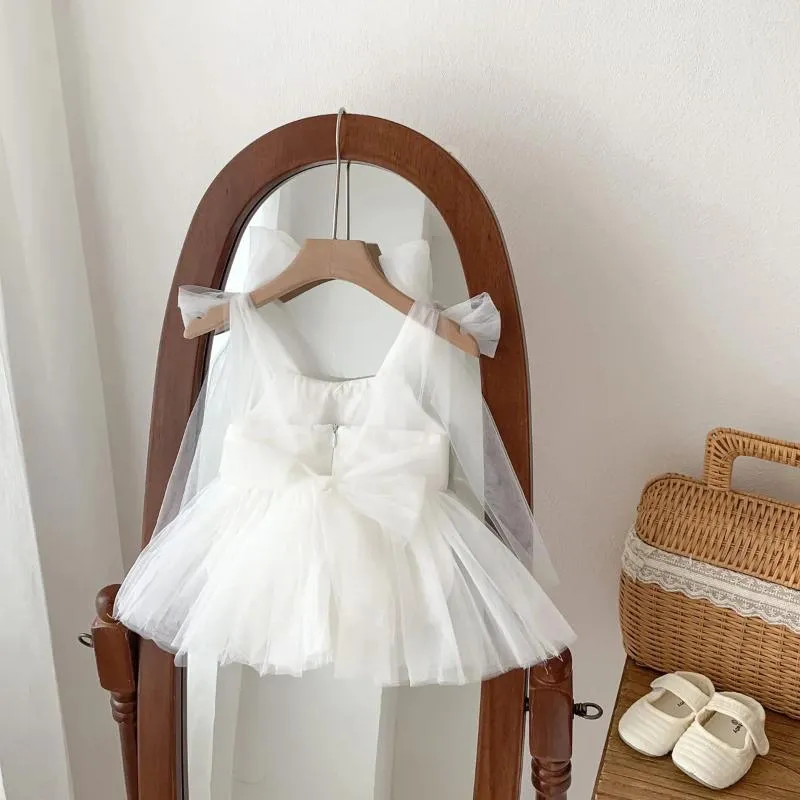 Vestidos de niña Vestido de malla de verano para bebé Bowknot Princesa Cumpleaños Nacido Niños Abrigo para niños Ropa para bebés