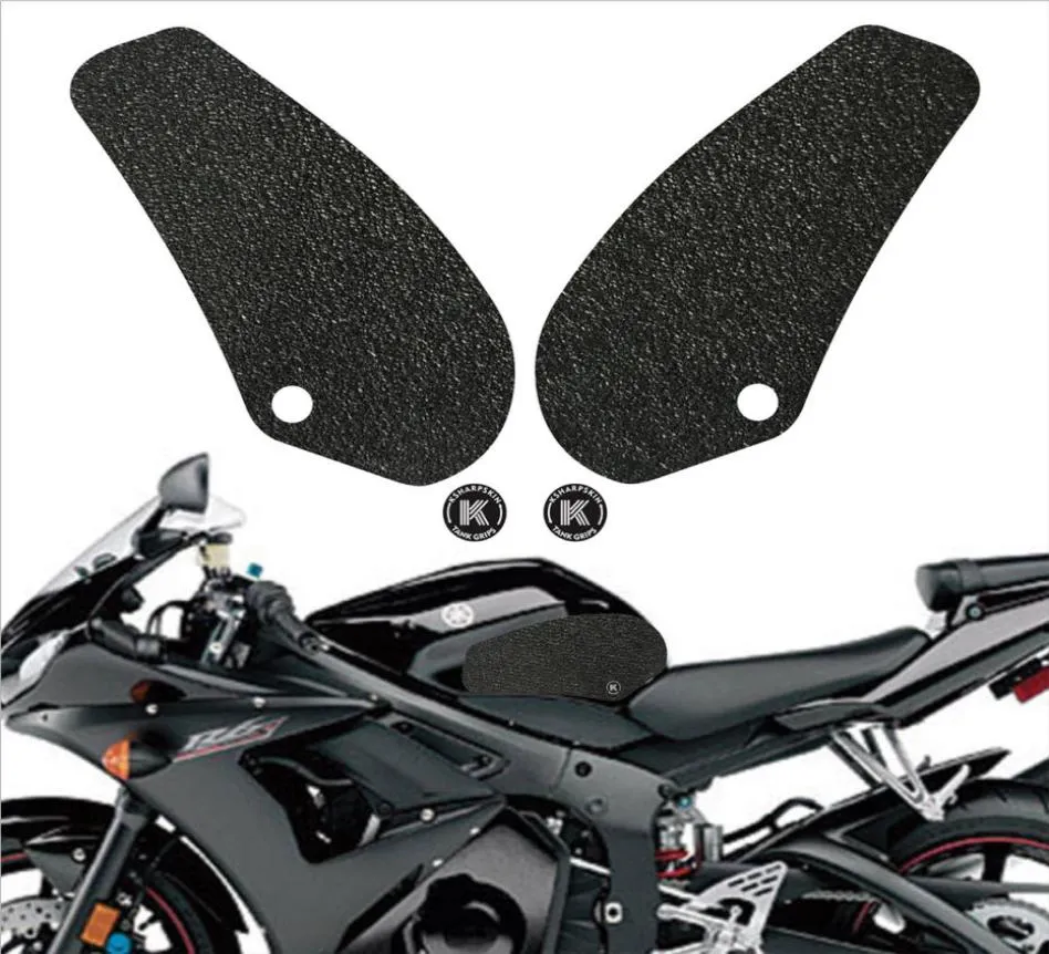 Adesivos de proteção para joelho de motocicleta, almofada de tração fosca para tanque de combustível, decalques à prova d'água para yamaha 20032005 yzfr6 yzfr67432679