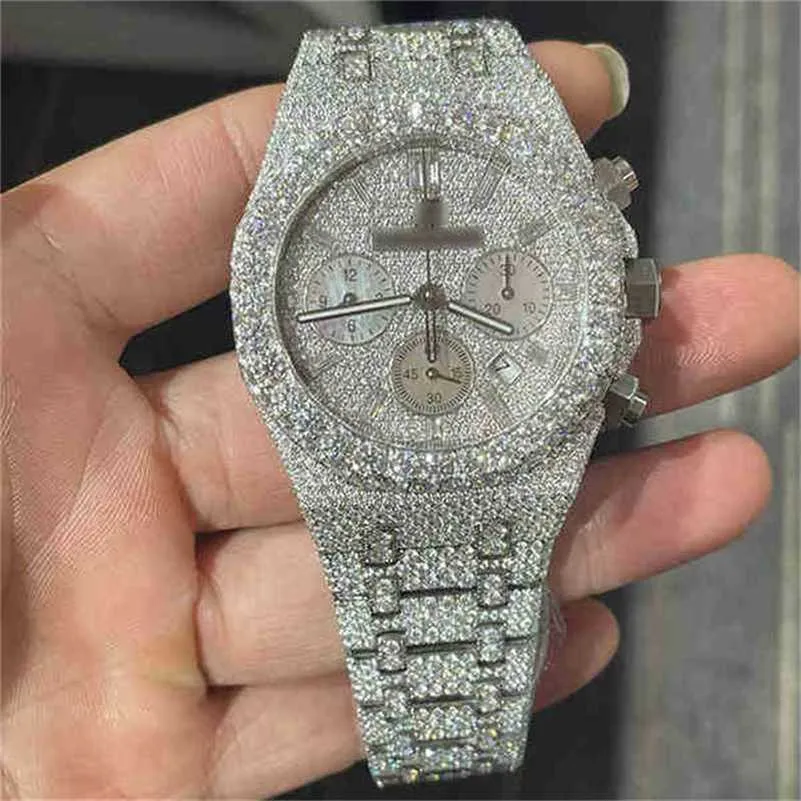 Luxury AP Diamond Iced Mosonite può superare il test dell'orologio da polso da uomo 2023 Accetta la personalizzazione Out Vvs Bling Watch6mf14ao781sj