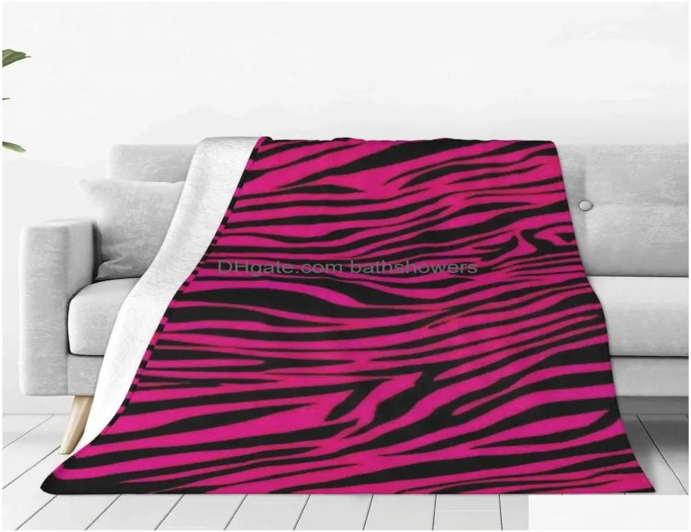 Dekens Deken Gothic Roze Zebra Strepen Veet Zomer Airconditioning Mtifunction Zachte worp Voor Sofa Auto Pluche Dun Dekbed Y2209Dhumo5621542