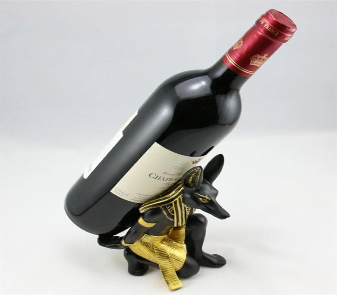 Żywica anubis bóg stojak na wino butelka do wina. Zwierzę Zwierzę egipski pies bóg stojak na wino akcesoria