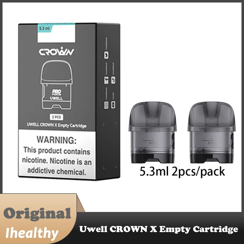 Uwell Crown X tomt podkassett 5.3 ml kapacitet passar för Crown X Kit Coil 2st varje paket